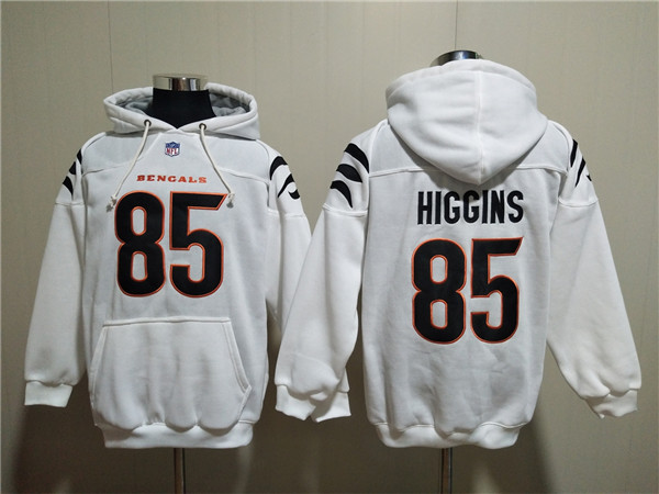 Men's Cincinnati Bengals #85 Tee Higgins White Pullover Hoodie